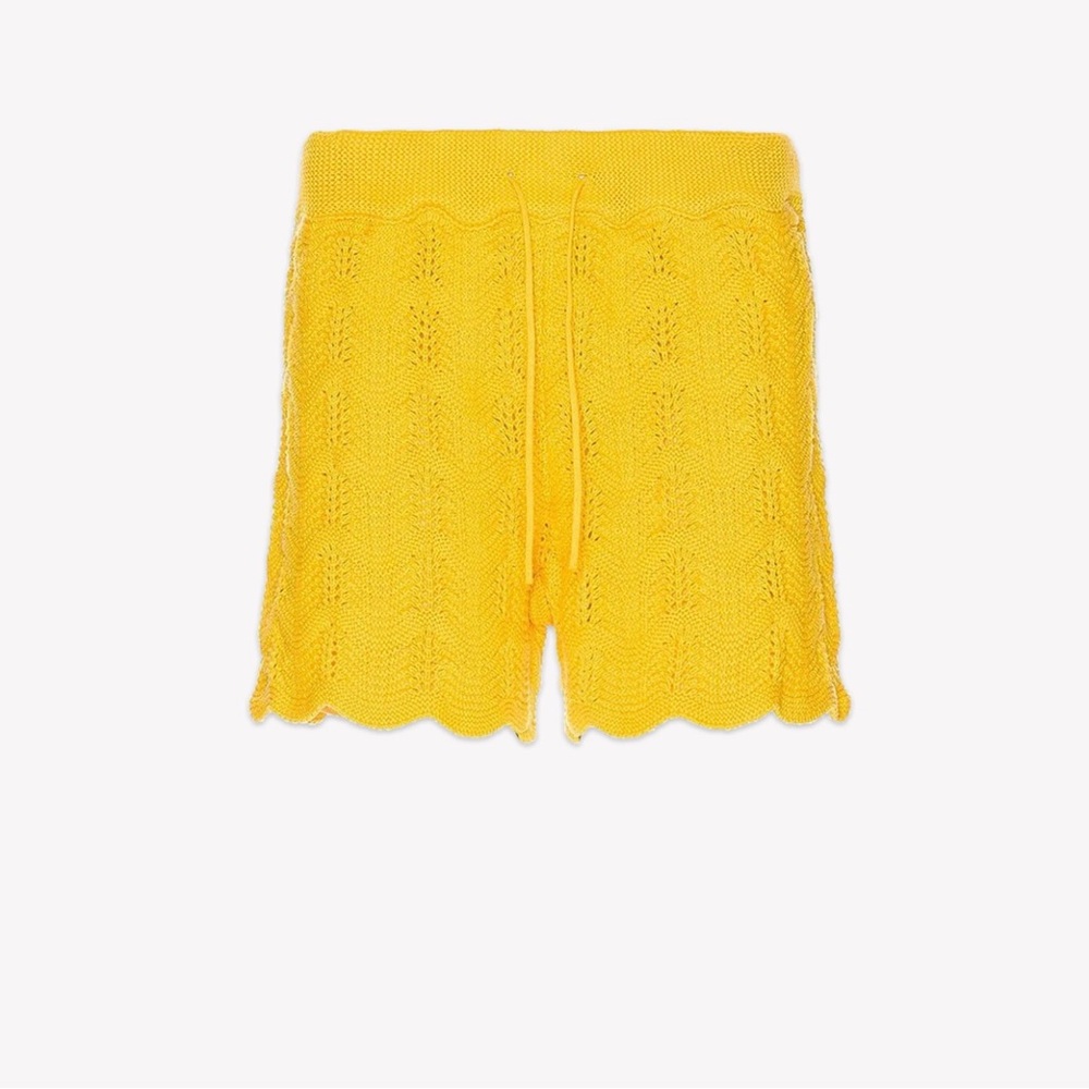 Casablanca Men’s Crochet Shorts in Sunny Yellow size Medium 100% Cotton NWOT